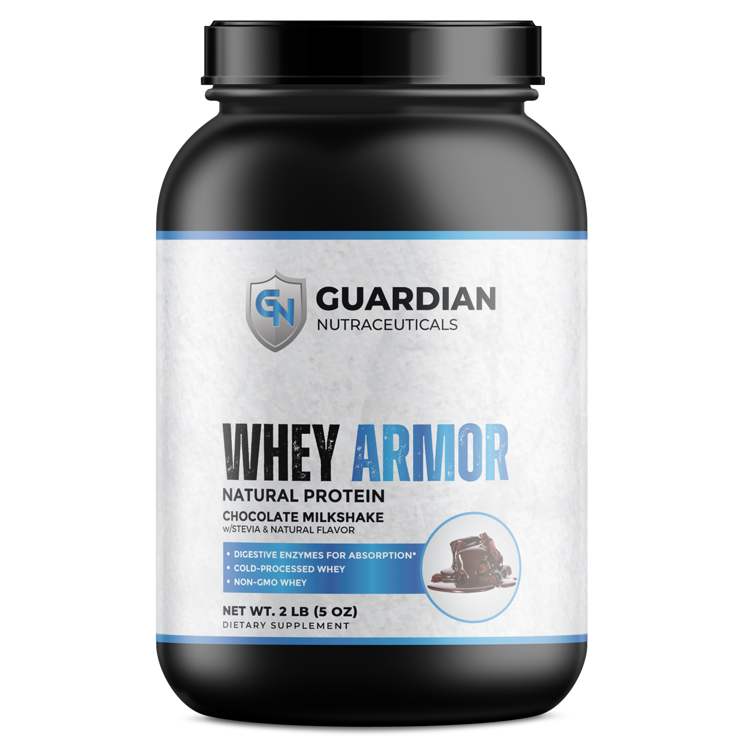 2lb Whey Armor Natural Protein Chocolate w/Stevia & Natural Flavor Non - GMO