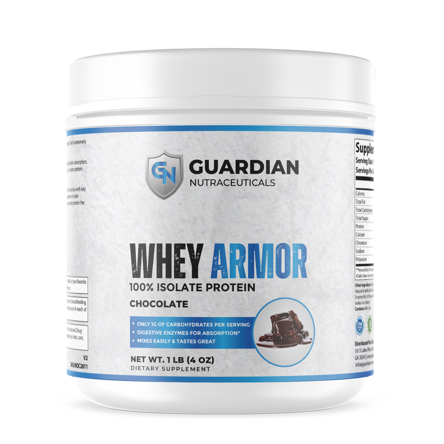 1lb 100% Whey Armor Isolate Protein Chocolate