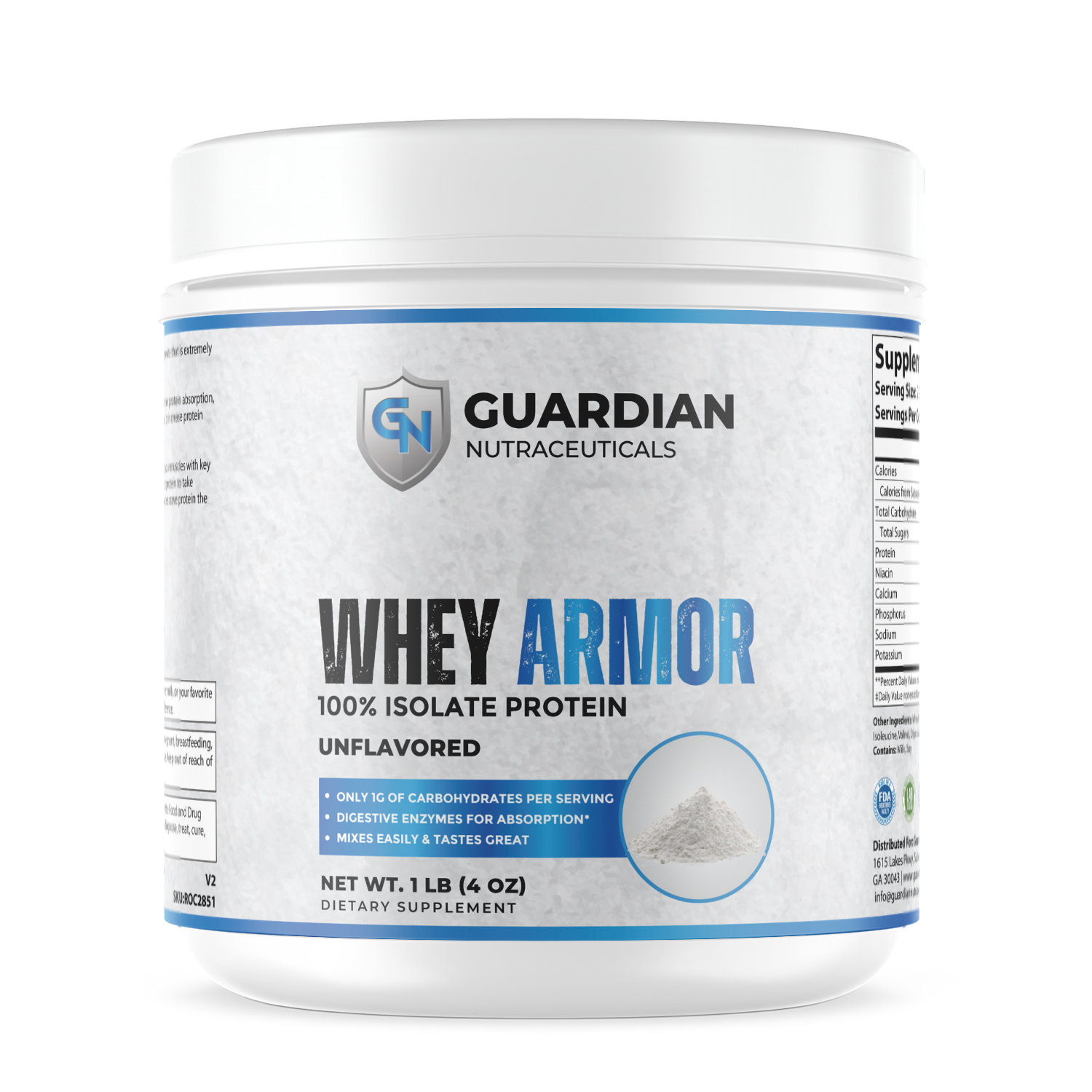 1lb Whey Armor Isolate Protein Unflavored