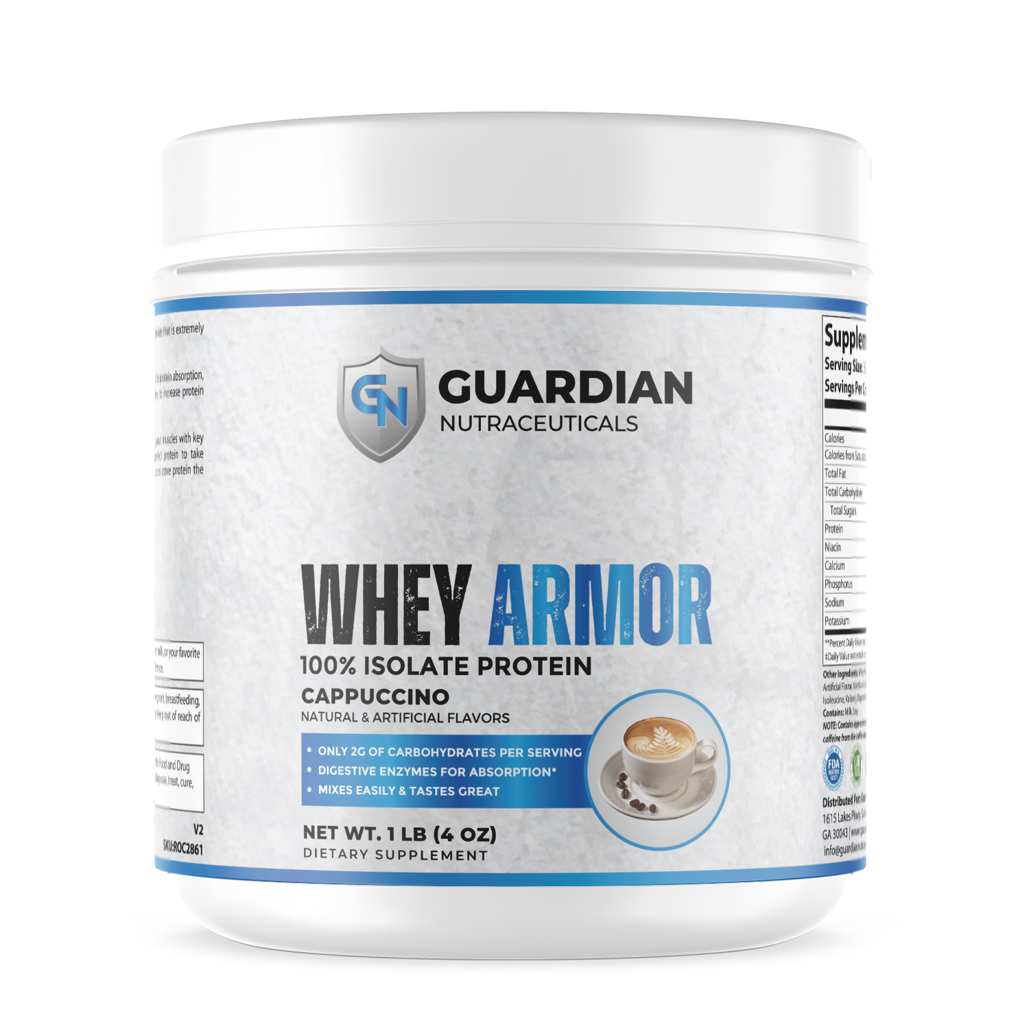 1lb 100% Whey Armor Isolate Protein Cappuccino