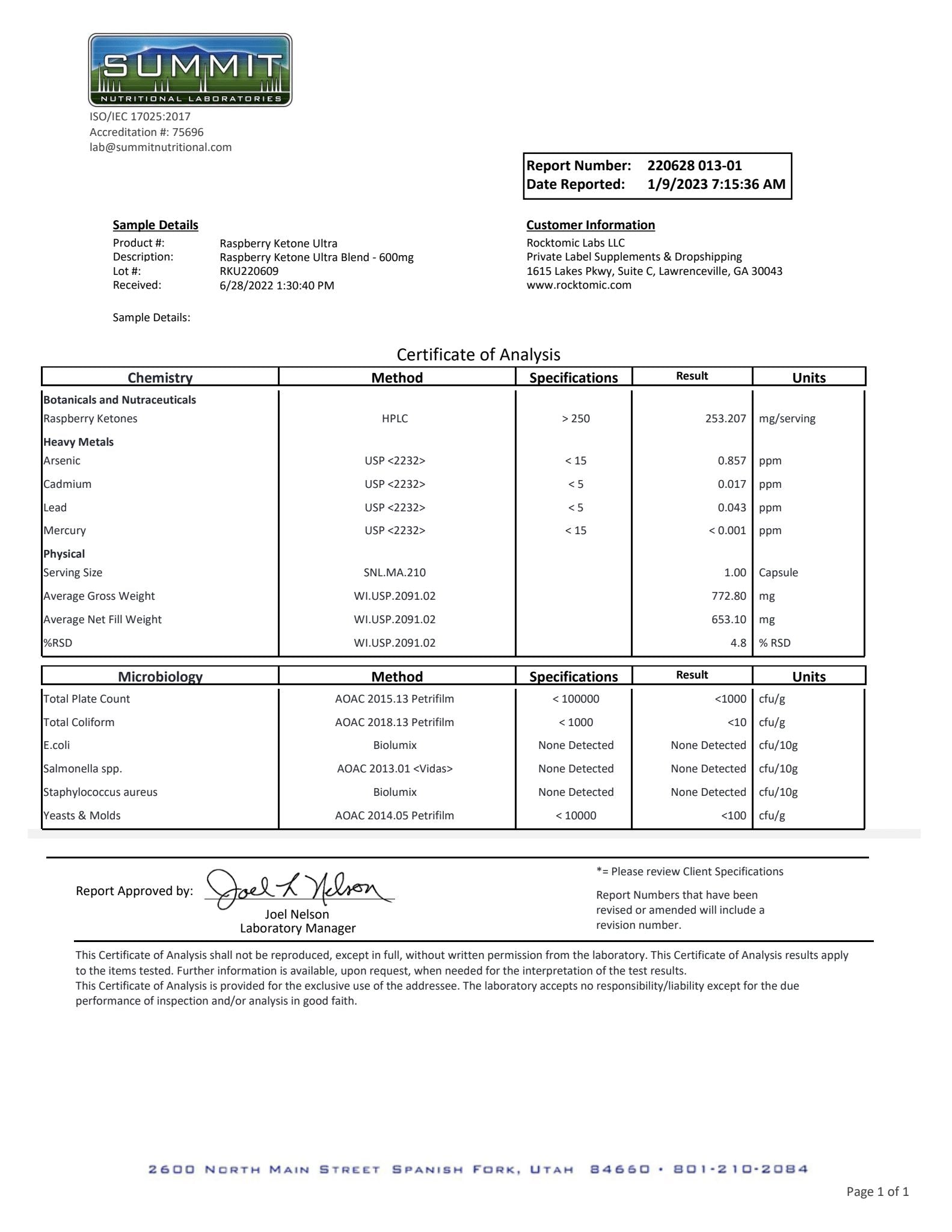 Raspberry Ketone Ultra Blend - 600mg