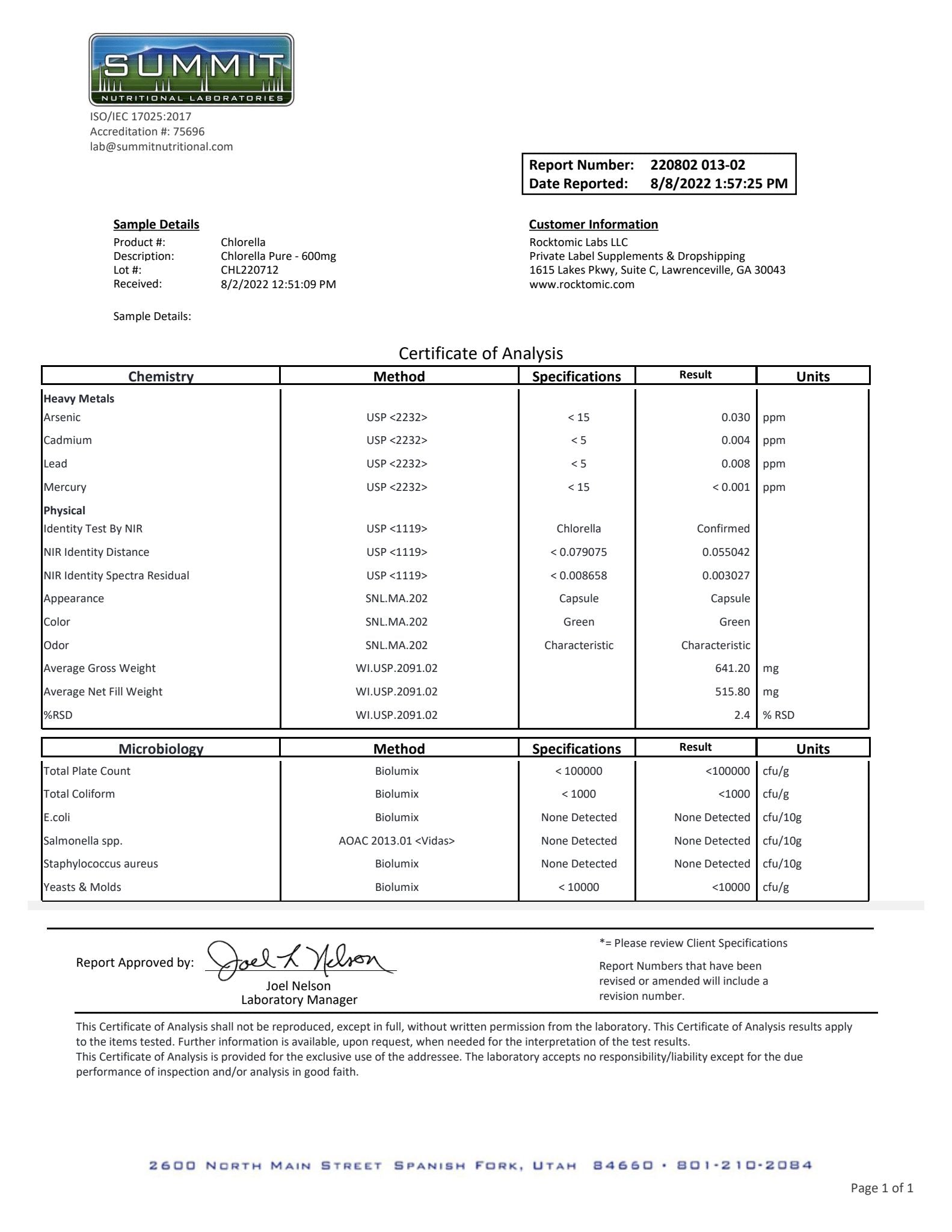 Chlorella Pure - 600mg